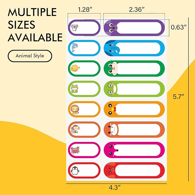 Daycare Labels, Self-Laminating Name Tag Stickers, Write-On Waterproof Baby Bottle Labels, Assorted Size & Colors, Pack of 480
