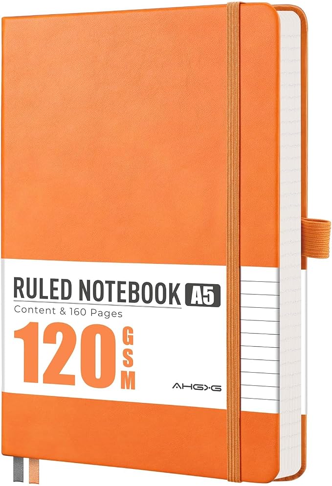 AHGXG Lined Journal Notebook, 160 Numbered Pages, A5 Size (5.7'' x 8.3'')