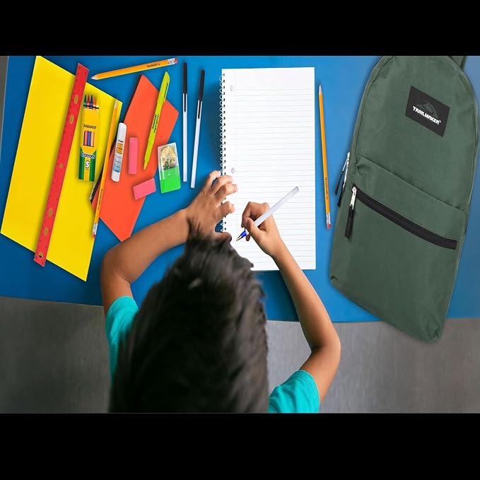 Trail maker Backpack with School Supplies for Kids - 20 Piece Back to School Supplies with 17" Backpack (Green Pack)