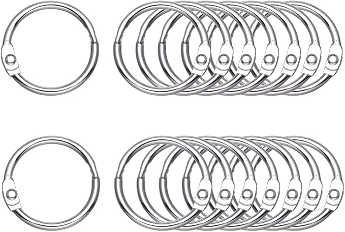 Antner 1 Inch Loose Leaf Binder Rings, 50 Pack Nickel Plated Small Metal Office Book Rings Keychain Keyrings for Paper, Index Cards, Flashcards, Scrapbooks, Home and Office Documents Organization