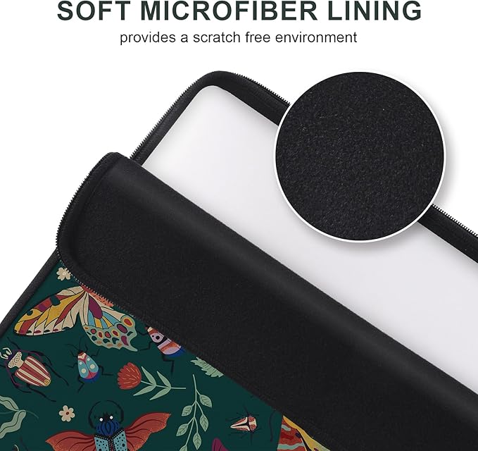 iCasso Laptop sleeve 13 inch for MacBook Air 13-13.6 inch,Retro Laptop case for Macbook Pro 13 inch, Slim Protective Travel Carrying Case for MacBook Pro 14 inch, Chromebook, HP, Dell, Green Butterfly