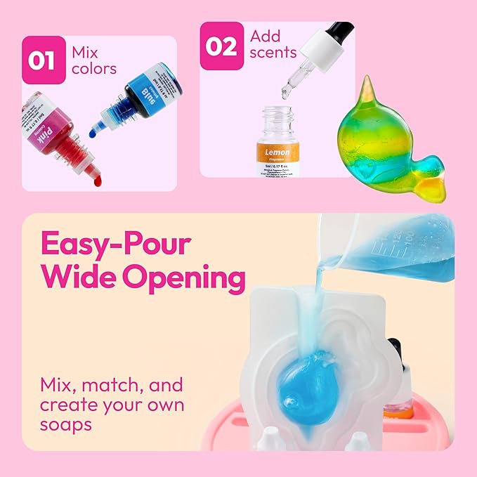 Klever Kits Unicorn Soap Making Kit- 4 Molds Girl Crafts DIY Project, Unicorn Girl Gifts, Kids Birthday Gift for Aged 6+, Science STEM Activity Teenage Gifts for Toddler Ages 6 7 8 9 10 11 12