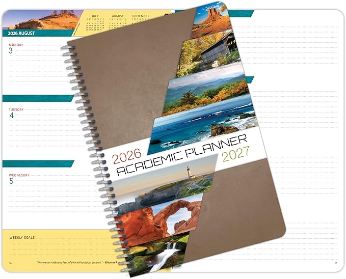 School Datebooks Student Planner for Teens 2026-2027 Academic Year, 5.5" by 8.5", dated format for busy schedules and routines, with Campus Cover