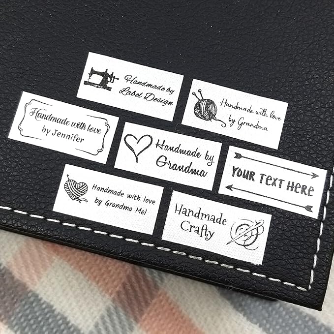 100pcs Pre Cut Custom Iron on Labels Personalized Fabric Label Clothing Tags Custom Logo White Silky Satin Name Label