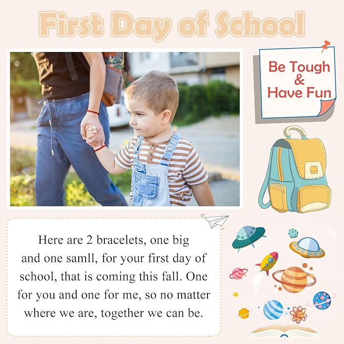 PINKDODO First Day of School Bracelet Back to School Gifts Mommy and Me Bracelets Mother Son Bracelet