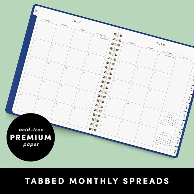 PAPERAGE Academic Planner, Weekly & Monthly Planner & Calendar, 12-Months, July 2026 - June 2027, (9.5" x 11"), School & Student Planning Agenda with Tabs, Bonus Pages & Inner Pocket, Black