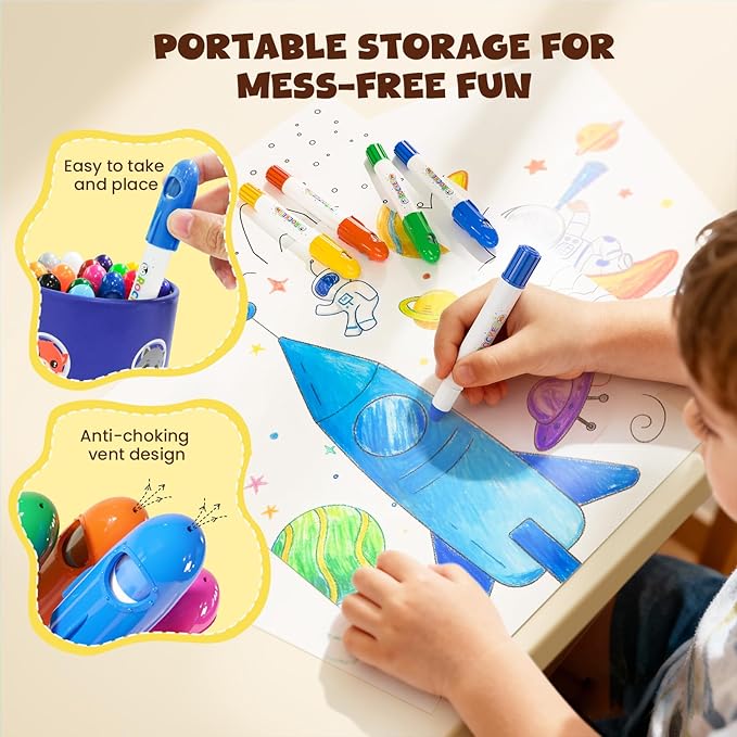 JUPITEARTH 36 Colors Tempera Paint Sticks, Washable Rocket Paint Sticks for Kids, Non-Toxic and Quick Drying