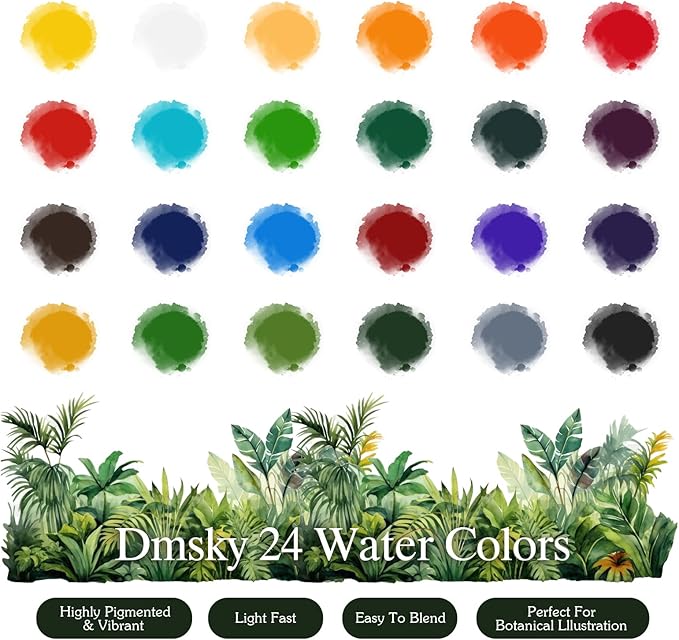 Watercolor Workbook for Beginners,18 Lush Tropics Exotic Rainforest Water Coloring Book,Relaxing & Easy to Paint Water Coloring Book with 24 Colors-Perfect for Gifting to Creativity & Joy for Adults