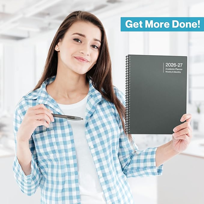 Dunwell Planner 2026-2027 8.5x11, July 2026 to June 2027, Weekly and Monthly Academic Year Planner Calendar, Flexible Cover, Wirebound, Laminated Tabs