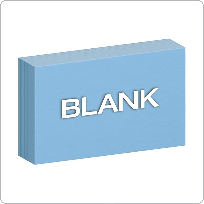 Oxford Blank Color Index Cards, 3" x 5", Blue, (7320 BLU) 100 Count (Pack of 2)