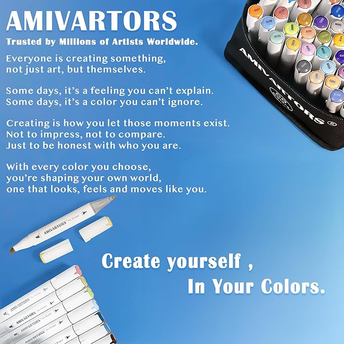 80 Colors Alcohol Markers Dual Tip Set, Chisel & Fine, 2.8g High Ink Capacity, Easy Blending Art Markers for Artists, Adults Coloring, Sketching, Drawing, Illustration & Painting with Carrying Case