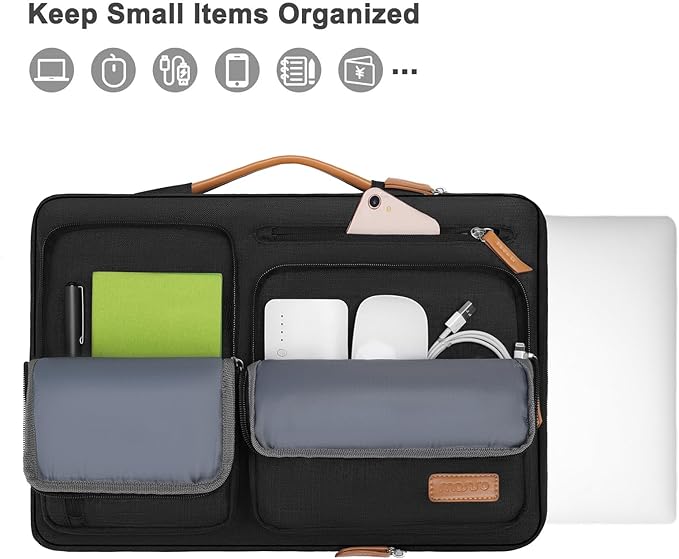 MOSISO 360 Protective Laptop Case 16 inch, 15-15.6 inch Laptop Sleeve Compatible with MacBook Pro 16, HP Acer Dell Lenovo ASUS, Side Open Carrying Case with 4 Zipper Pockets&Handle, Black