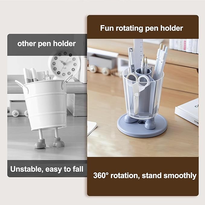 INSTOME Rotating Pen Holder,Cute Bow Pen Holder,Office Desk Accessories for Work, School,or Home