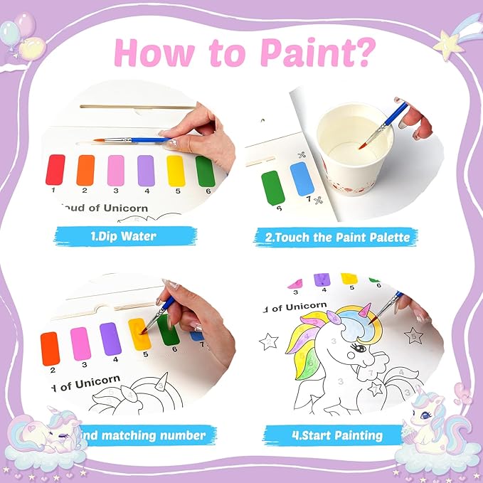 Watercolor Paint Sets for Kid: 2 Pack Water Painting Coloring Book for Toddlers 4-8 Years Old, No Mess Arts and Crafts Drawing Paper Kits for Boys Girls Birthday Gift
