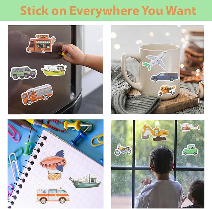 Jelly Sticker Books for Toddlers 2-4 Years, Reusable Sticker Book for Kids 1-3, Toddler Easter Basket Stuffers＆Travel Essentials Vehicles Stickers for Kids Toddler Plane Activities (Vehicles)
