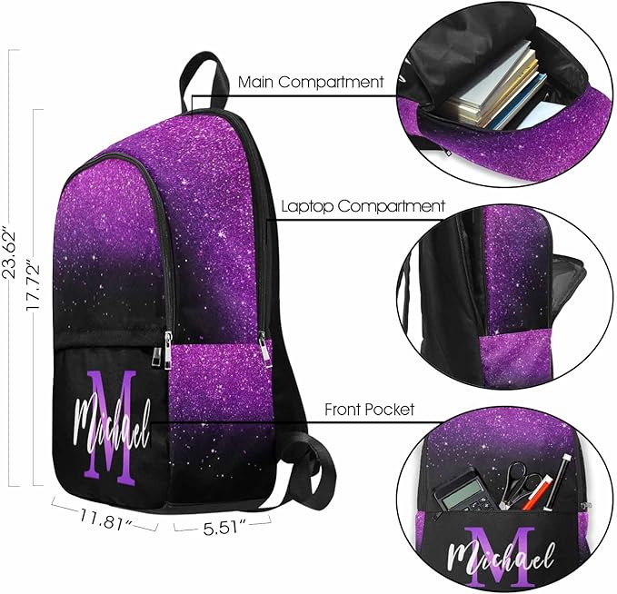 M YESCUSTOM Custom Girls Backpack, Personalized Kids Bookbag for Boys Girls Toddler Backpack with Lunch Box Girl Elementary School Bags for Kids Teen Travel Laptop Casual Daypacks