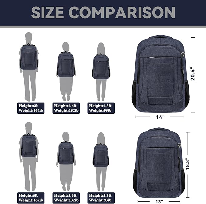 AREYTECO Laptop Backpack, 17 Inch Travel Backpack Airline Approved, Business Anti Theft Slim Sturdy Work Computer College High School Backpack Bag Fits 17.3 Inch Notebook for Men Women, Blue