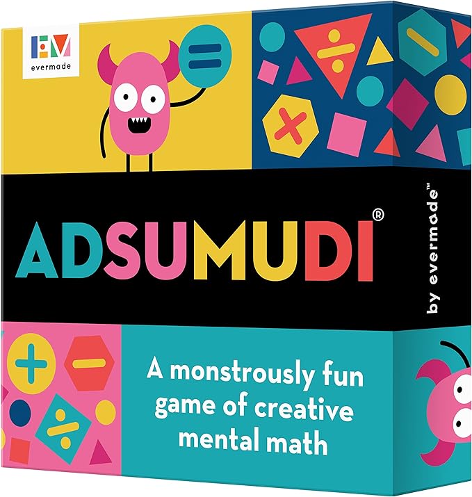 Evermade Adsumudi Math Game - The Monstrously Fun, Smart Game for Kids to Practice Multiplication, Division, Addition and Subtraction - Great for Kids Ages 8-12
