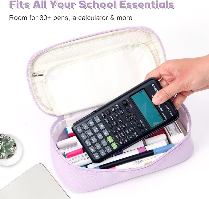 Pencil Case Pouch, Large Capacity Pen Bag Organizer, Cute Aesthetic Pencil Box for Girls Boys Kids, Back to School Supplies, Teacher Supplies Classroom Essentials, Purple