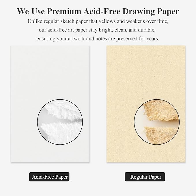 9" x 12" Sketch Book, Top Spiral Sketchbook Hardcover, 68lb/100gsm Drawing Paper Pad & Sketch Paper, 1-Pack Sketch Pads for Drawing for Adults, Professional Art Supplies for Teens & Artist Gifts.