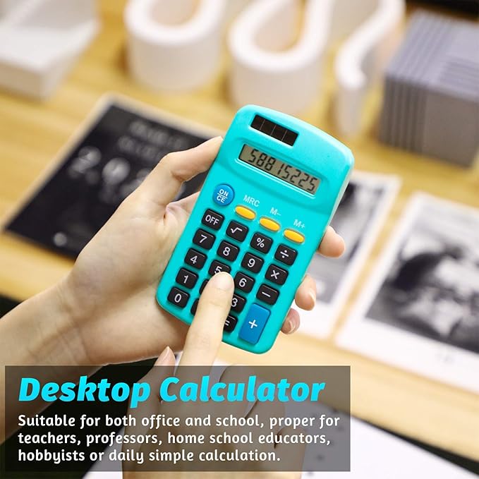 Weewooday 12 Pieces Small Basic Calculator 8 Digit Solar Battery Dual Power Mini Pocket Calculator for Kids Students Classroom Desktop Home Office, 6 Colors