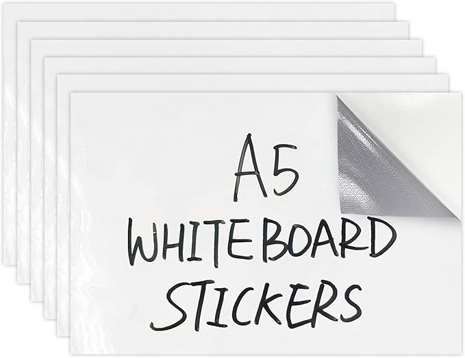 Dry Erase Board Sticker- Whiteboard Stickers-5.82''x8.27'' Removable Dry Erase Sheets- Fridge Paper Alternatives for Desk/Refrigerator/Door/Home/Office/Classroom (White-6Pcs)