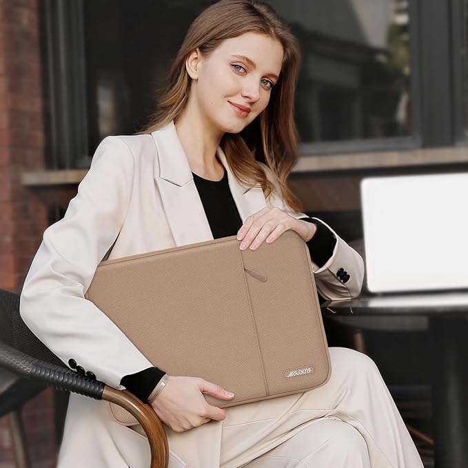 MOSISO Laptop Case 15 inch, 15 inch Laptop Sleeve Compatible with MacBook Air M5 A3448 M4 A3241 M3 A3114 M2 A2941 2026-2023, Dell XPS, Polyester Vertical Computer Sleeve Bag with Pocket, Bronze Brown