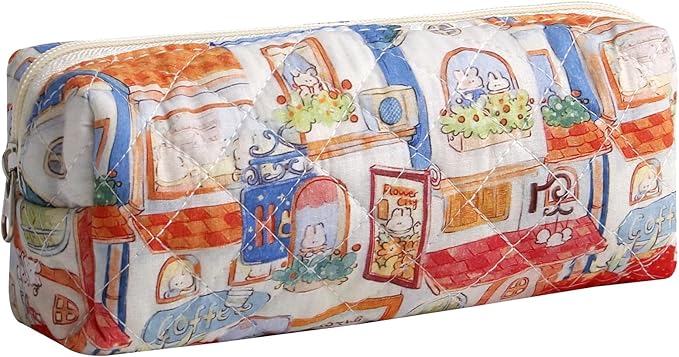 Pencil Case Pen Case Office College School Storage Bag Pouch Holder Box Organizer Makeup Pouch Cosmetic Bag Aesthetic Cute Pencil Case for Girls Boys Kids (L)
