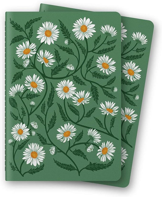Stitched Composition Notebooks 2-Pack with Unique Art Designed Cover, A5 Lined Diary (8.2"L*5.5"W), Lay Flat Design, Thicked Paper Writes Smoothly for School and Office (Daisy)