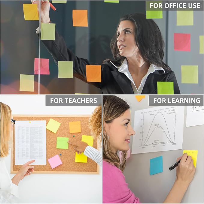 (24 Pads) Sticky Notes 3x3 Inches,Bright Colors Self-Stick Pads, Easy to Post for Home, Office, Notebook