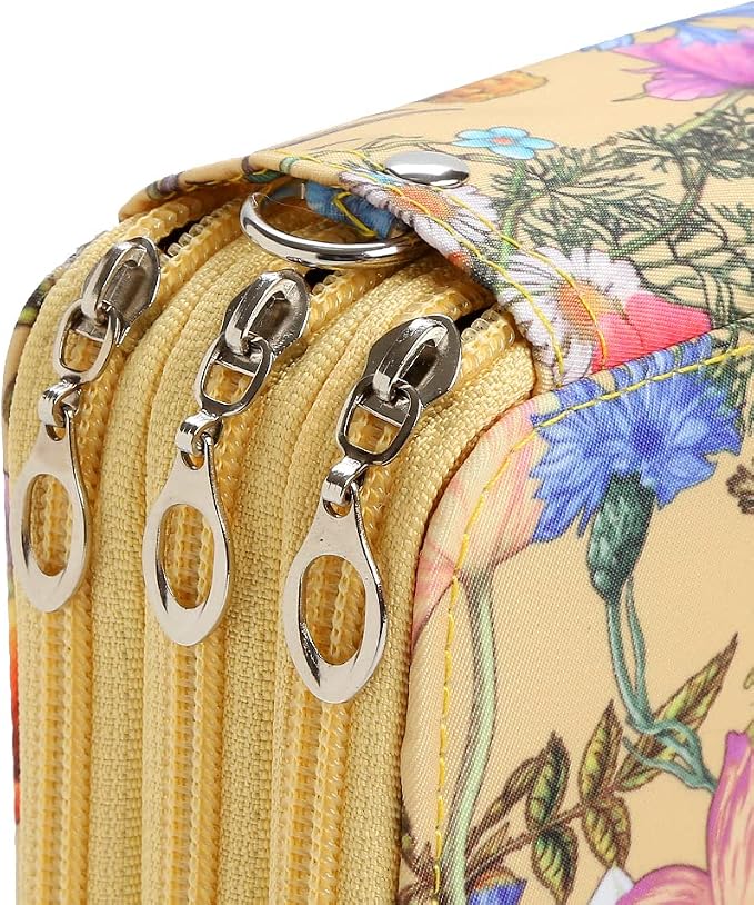 72 Slots Pencil Case Organizer w/Removal Handle Strap | 3-Layer Zipped Pencils Box Large for Colored Pencils Watercolor Pencils for Office and Travel for Artist