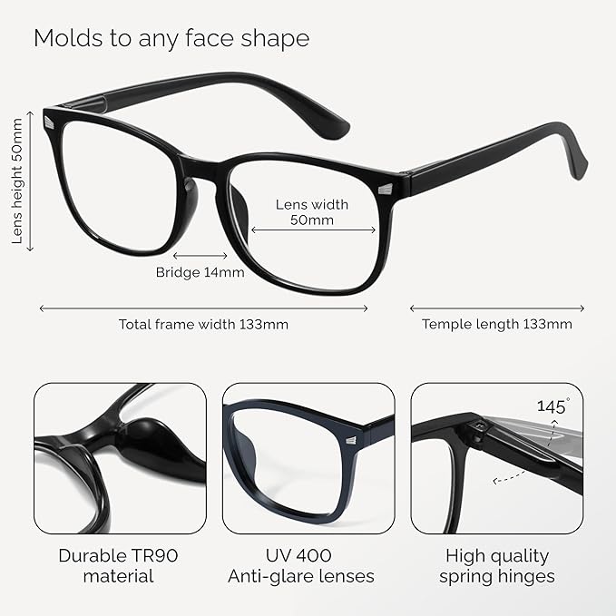 CCVOO Reading Glasses for Women/Men, Eyeglasses, Blue Light Readers for Women/Men, Computer Eye Glasses, Cheaters