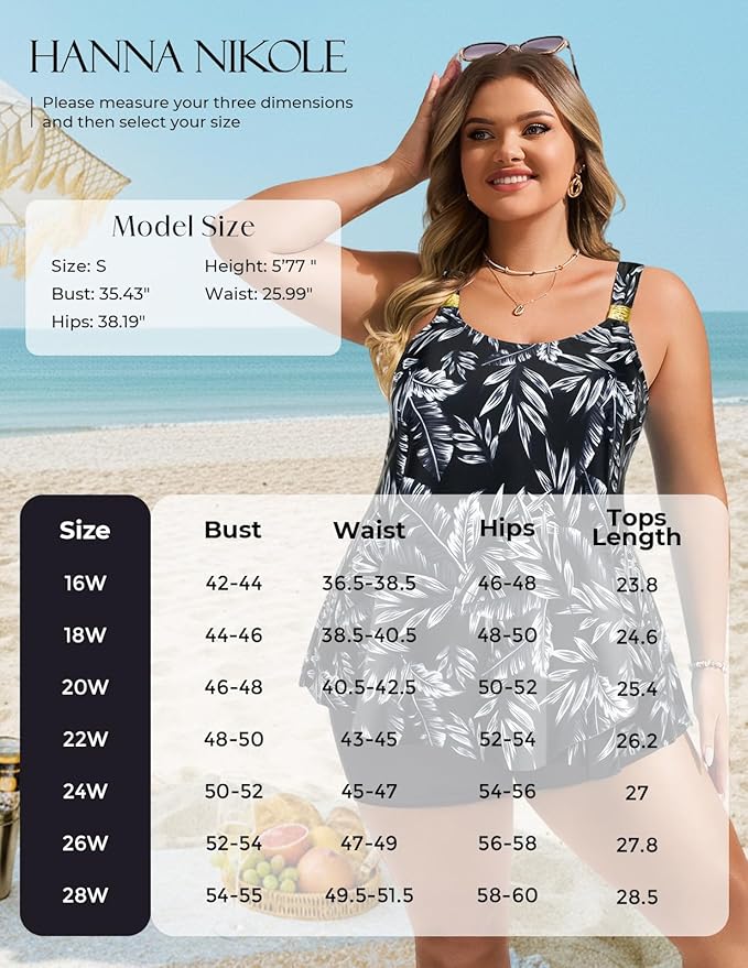 Hanna Nikole Womens Tankini Swimsuits 2 Piece Bathing Suit Flowy Ruffle Tankini Tops with Swim Shorts