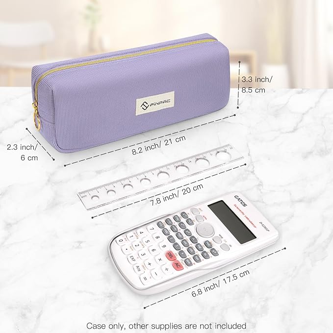 FINPAC Pencil Case, Corduroy Aesthetic Makeup Bag, Cute Kawaii Pen Bag Pouch Holder Box Organize for Study, Office, or Travel (Purple)