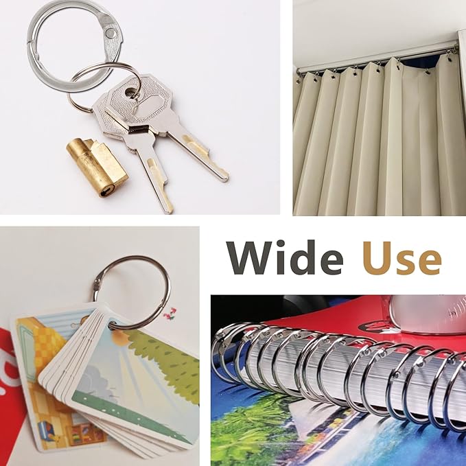 Loose Leaf Binder Rings 3/4 Inch, 120PCS Book Rings for Index Cards, Nickel Plated Metal Flash Card Ring, Clip Ring for Notebooks, Photos, Key, Home, Office, School Supplies (Silver)