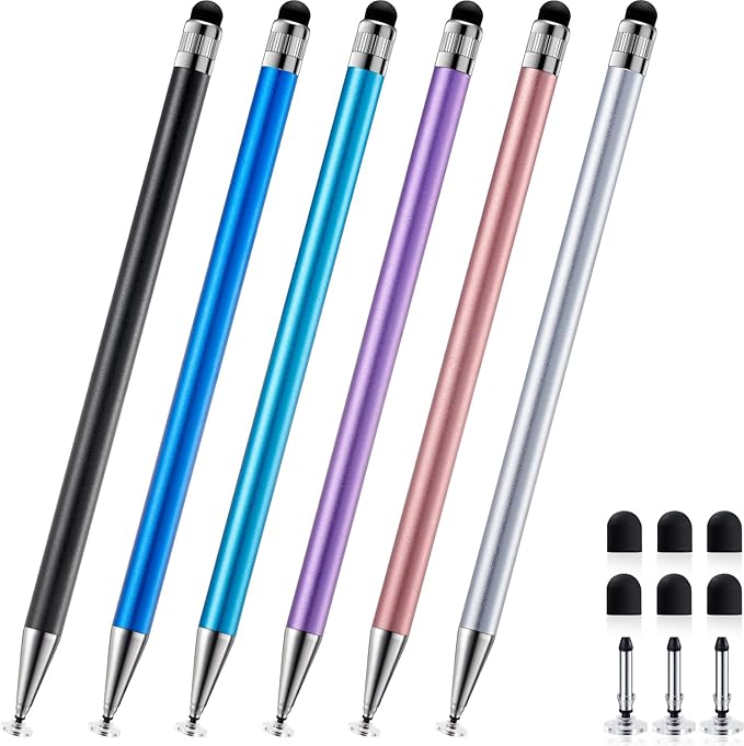 ChaoQ 2-in-1 Stylus Pen for Touchscreen, 6pcs High Sensitivity and Precision Stylus Pens for iPad iPhone Android Suitable for All Touch Screens