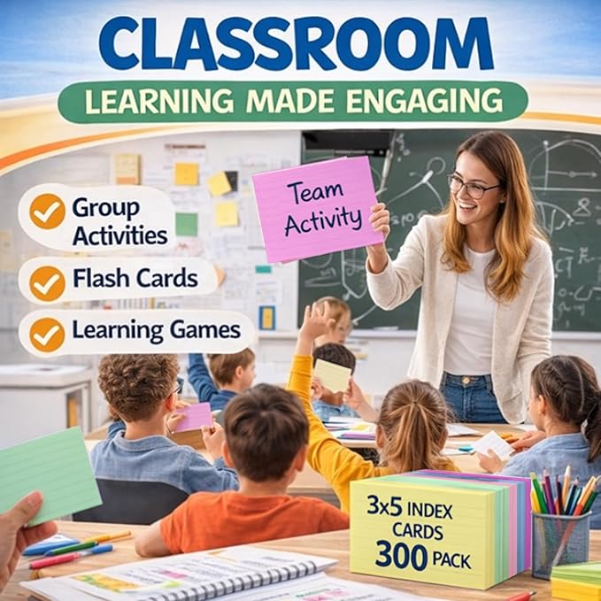 Colored Mini Index Cards 3 x 2.5 Inch,Lined Flash Cards with Soft Ring, 200 Count, Assorted Colored Note Cards for Studying, School, College, Memory Games