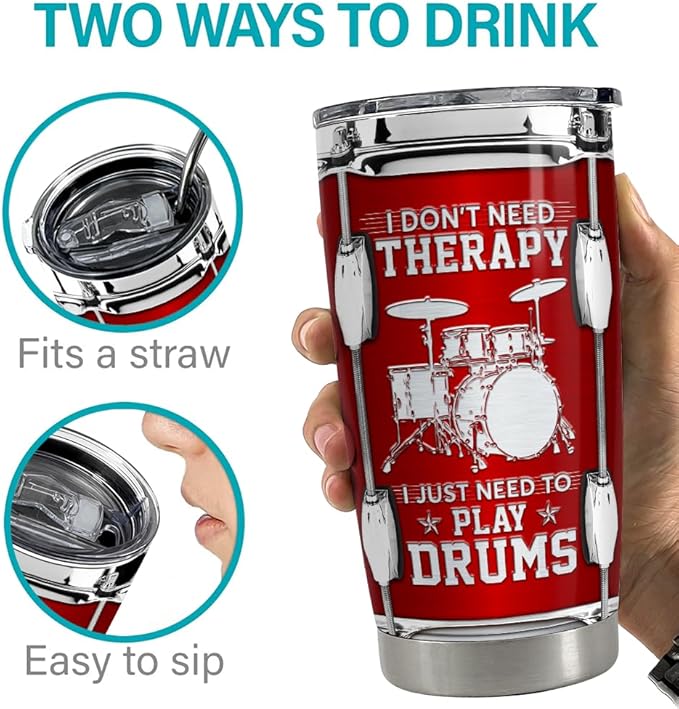 SANDJEST Drummer Tumbler 20oz Stainless Steel Insulated Tumblers Drum Coffee Travel Mug Gift for Drummers