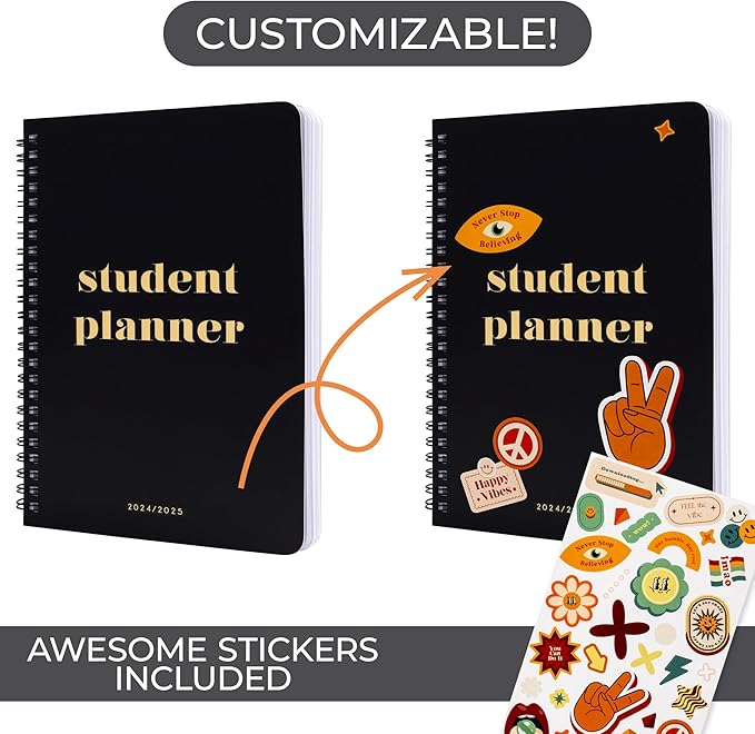 Aesthetic 2025 Student Planner To Stay Organized - A Beautiful 8.5" x 5.5" Planner for Middle and High School Students with Weekly & Monthly Spreads For The 24-25 Academic Year