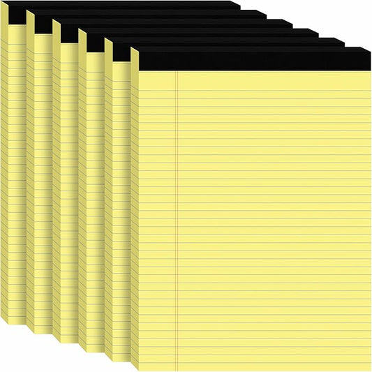 6Packs Legal Pads 8.5 x 11 Inch, 50Sheets/Pack, College Ruled & Perforated Yellow Writing Pads, Pads of Paper 8.5 x 11, Lined Note Pads with Sturdy Backing for Office, Business & School Supplies