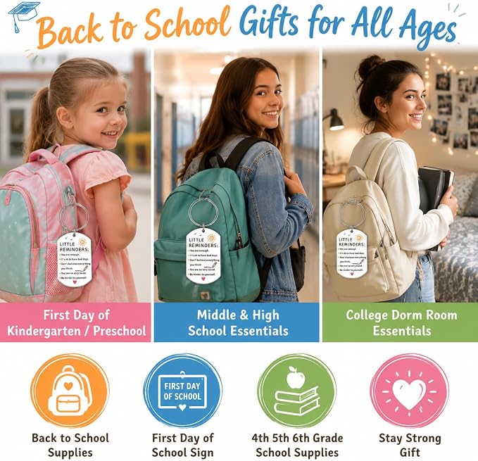 Back to Shcool Supplies for Teen Girls, School Supplies for High SCHOOL Student First Day of SCHOOL, College Dorm Room Essentials for Girls Proud of You Gift for Daughter Son Little Reminders Keychain