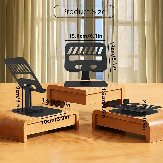 360° Rotation Tablet Stand, Ultra Stability Base Fully Folded Easy to Store and Carry Adjustable iPad Stand Compatible with 4-13" Tablet E-Reader iPad Pro/Air/Mini and More (Black)