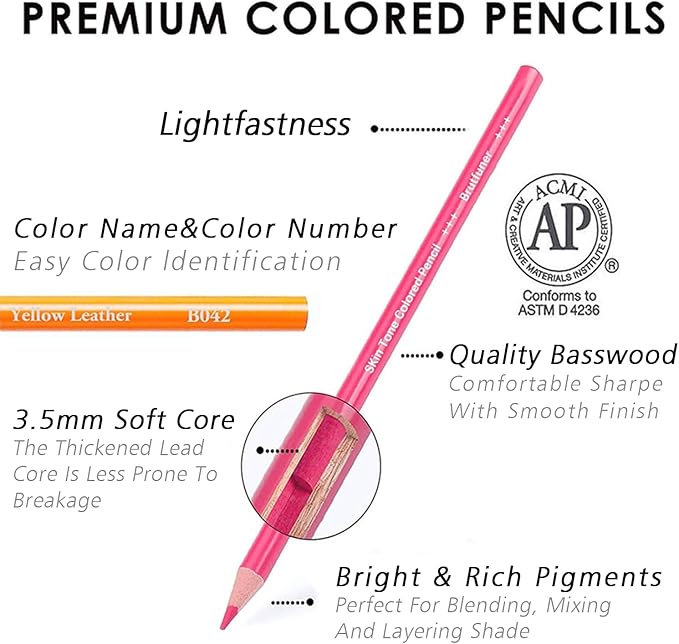 LBW 50 Skin Tone Colored Pencils for Adult Coloring Pencils, Oil Based Soft Core Professional Color Pencils Set for Artists Beginners Drawing Coloring Sketching Blending