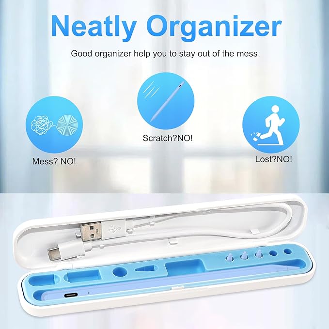 Stylus Pen for iPad Apple: Fast Charge for Pencil Apple Pen with Palm Rejection Tilt Sensitivity - Pen for iPad 10/9/8/7/6, iPad Pro 12.9"/11"/13" M4, iPad-mini 6/5, iPad-Air 5/4/3/M2 Blue