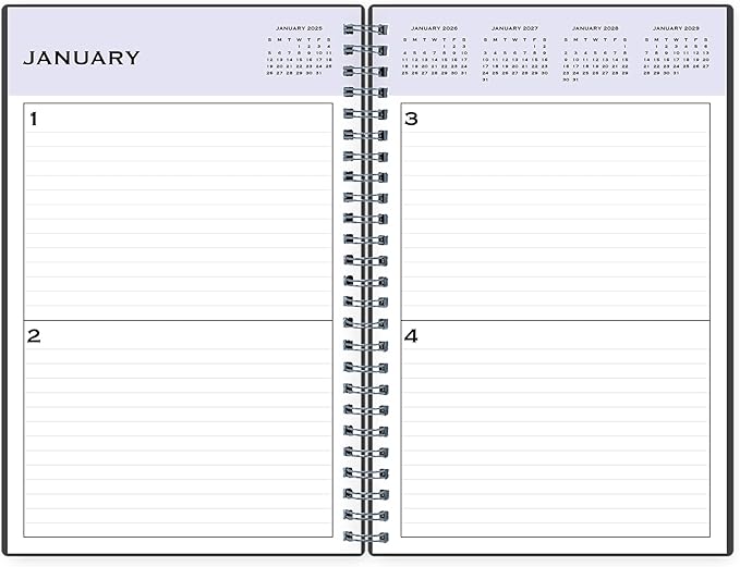 Blue Sky Undated Daily Planner, Flexible Cover, Twin-Wire Binding, 5.5" x 8.5", Passages