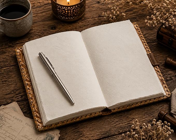Leather Journal Notebook, Journal for Writing 200 Recycled Cotton Paper Page 6X8, Journal for Man & Women Gift for Man Artist, Travel Journey