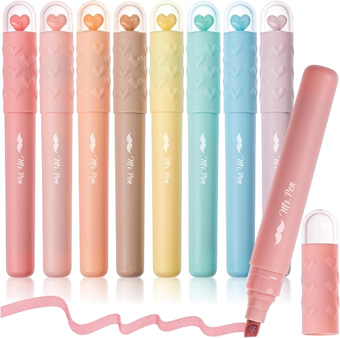 Mr. Pen- Aesthetic Highlighters, 8 pcs, Vintage Pastels Colors, Cute Highlighters Assorted Colors for Journaling, Highlighting, Underlining, Fast Dry, Back to School Supplies