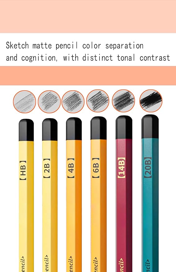 Sketching Set, Essential Drawing Kit with 75Pieces, Including Matte Pencils, Charcoal, Blending Tools, Pencil Grinder, Scrapers, etc., (B.75 Pieces)