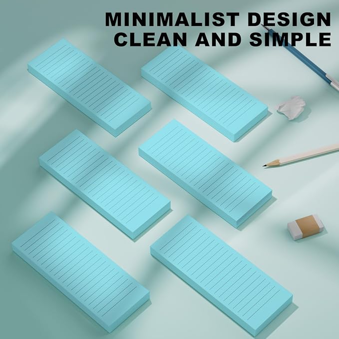 Nichela Magnetic Notepads Note Pads for Fridge with Full Magnet Back, 180 Sheets Blue Lined Refrigerator Notepad, 30 Sheets Per Pad for Grocery List, Shopping List, Office, Home, To-Do Lists & Memos