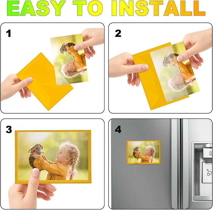 CHUNNIAO Yellow Magnetic Picture Frame 4X6 for Refrigerator 10 Pack,Photo Magnets Sleeves